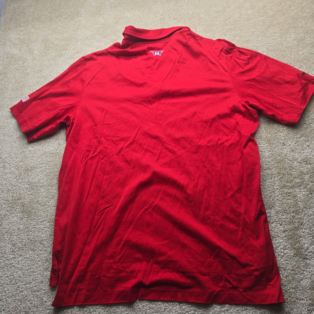 Polo Golf Ralph Lauren Red Mens L Short Sleeve Polo Shirt‎ USA Flag Embroidered - Picture 7 of 9